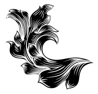 Heraldic Floral Filigree Pattern Scroll Design Stock Illustration