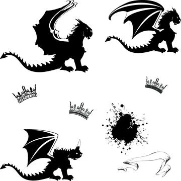 Heraldic gargoyle pack collection Stock Illustration