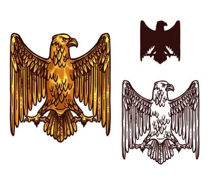 Heraldic golden gothic eagle, vector Stock Illustration