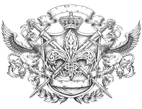 Heraldic Hippogriff shield with fleur de lis Stock Illustration
