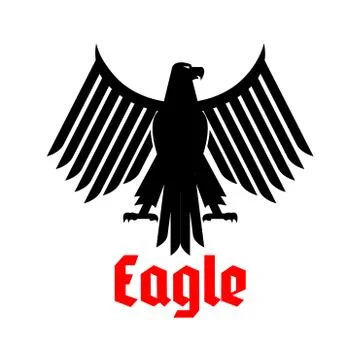Heraldic icon of black eagle vector sign 스톡 일러스트
