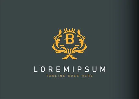 Heraldic initial letter B logo design. Vector illustration of elegant floral  Illustration