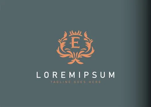 Heraldic initial letter E logo design. Vector illustration of elegant floral  스톡 일러스트