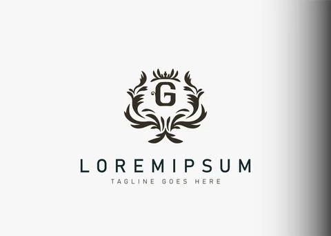 Heraldic initial letter G logo design. Vector illustration of elegant floral  스톡 일러스트