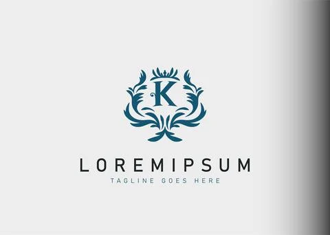 Heraldic initial letter K logo design. Vector illustration of elegant floral  Stock Illustration