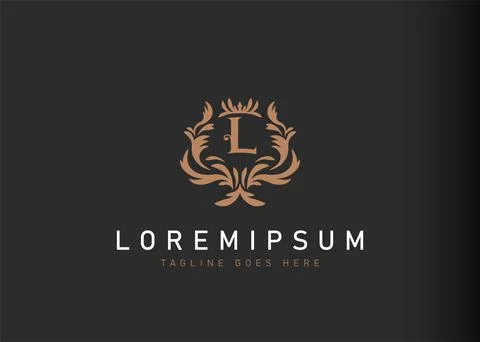 Heraldic initial letter L logo design. Vector illustration of elegant floral  스톡 일러스트