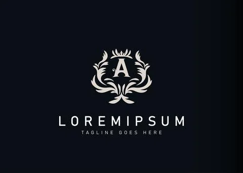 Heraldic initial letter A logo design. Vector illustration of elegant floral  스톡 일러스트