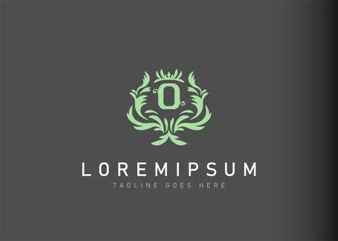 Heraldic initial letter O logo design. Vector illustration of elegant floral  스톡 일러스트