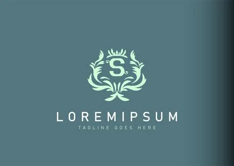 Heraldic initial letter S logo design. Vector illustration of elegant floral  Stock Illustration