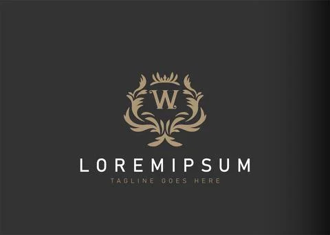 Heraldic initial letter W logo design. Vector illustration of elegant floral  스톡 일러스트