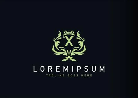 Heraldic initial letter X logo design. Vector illustration of elegant floral  스톡 일러스트