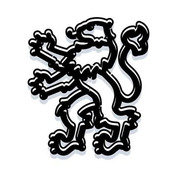 Heraldic lion drawing representing strength and leadership Stock Illustration