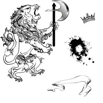 Heraldic lion pack collection pack Stock Illustration