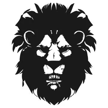 Heraldic lion vector hand drawn clip art black and white Stock Illustration