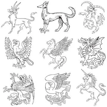 Heraldic monsters Stock Illustration