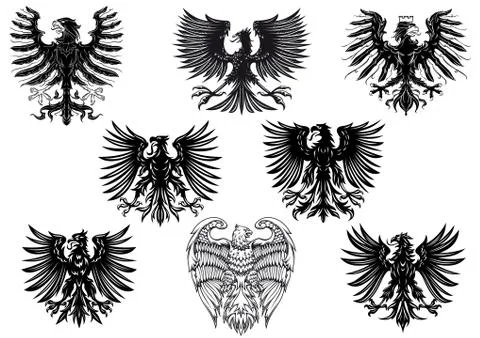 Heraldic royal medieval eagles Stock Illustration