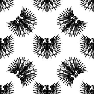 Heraldic royalty eagles seamless pattern Stock Illustration