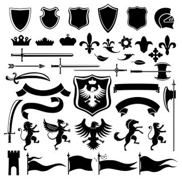 Heraldic set black Stock Illustration