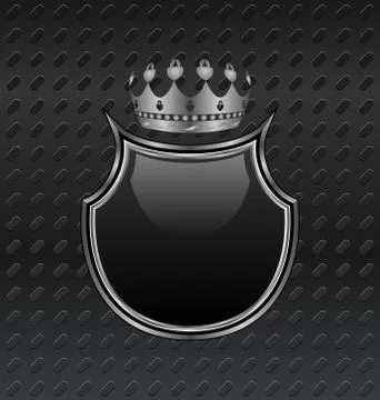 Heraldic shield and crown on metallic background Stock Illustration