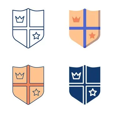 Heraldic shield emblem icon set Stock Illustration