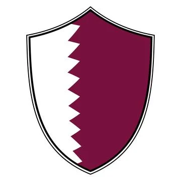 Heraldic shield emblem Qatar maroon white serrated division symbol イラスト素材
