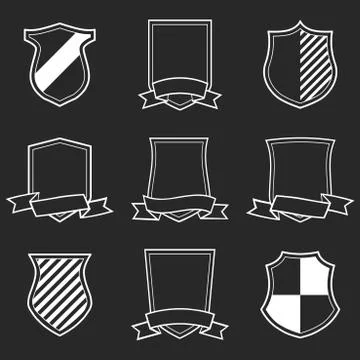 Heraldic Shield Emblem Set Stock Illustration