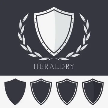 Heraldic Shield with Wreath Sign Vector Illustration. Symbol and Emblem of Se Stock Illustration