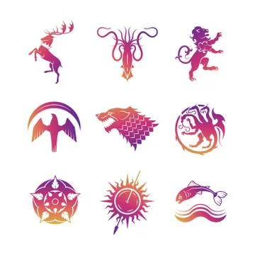 Heraldic vector icons with animals Stock Illustration