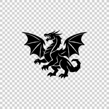 Heraldic Winged Dragon Logo Design Stock Illustration
