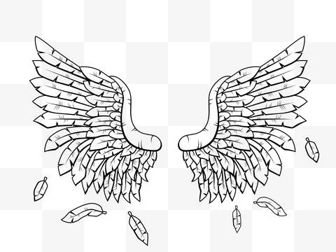 Heraldic Wings Outline Cartoon, Vector Illustration Stock Illustration
