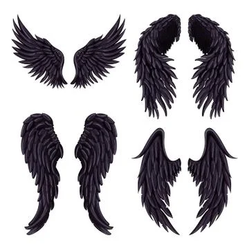 Heraldic wings set for tattoo or mascot design. Stock Illustration