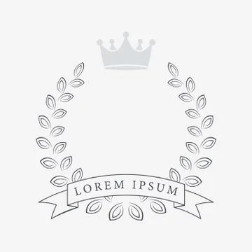 Heraldic Wreath Icon with Copy Space and Ribbon for Inscription. Honor or Qua Stock Illustration