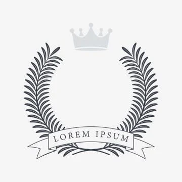 Heraldic Wreath Icon with Copy Space and Ribbon for Inscription. Honor or Qua Stock Illustration