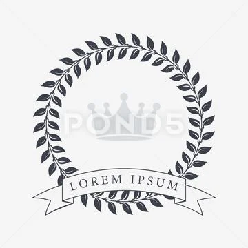 Heraldic Wreath Icon with Copy Space and Ribbon for Inscription. Honor or Qua Stock Illustration