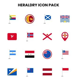 Heraldry Flat Bundle Icons Pack Stock Illustration