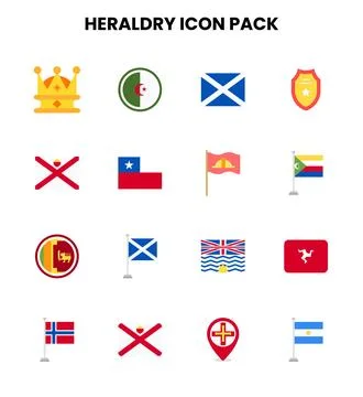 Heraldry Flat Design Icons Pack Stock Illustration