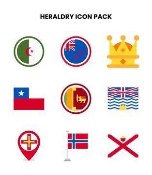 Heraldry Flat Graphics Icons Pack Stock Illustration