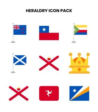 Heraldry Flat Scalable Icons Pack Stock Illustration