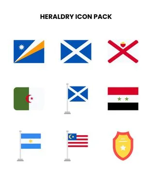 Heraldry Flat Vector Icons Pack Stock Illustration