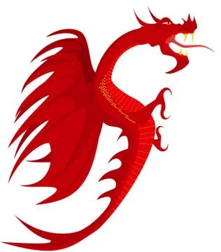 Heraldry, red dragon. Stock Illustration