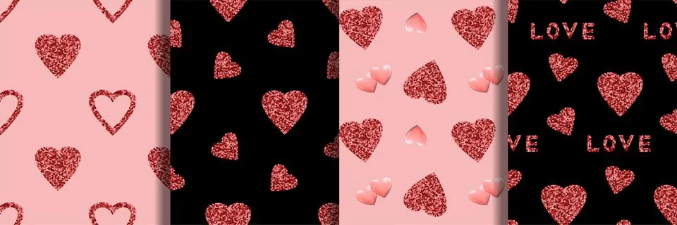 Herat from Sequins Romantic Seamless Patterns set Stock Illustration