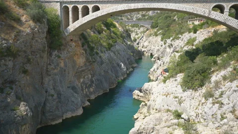 Hérault River below the Pont du Diable, France, Europe.  Stock Footage 142606052