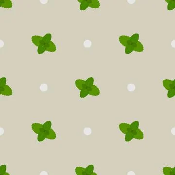 Herb background. Seamless pattern with green mint leaves 스톡 일러스트