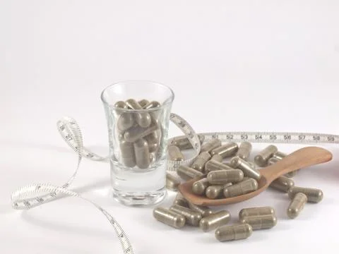 Herb in capsule pill Foto stock
