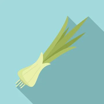 Herb chive icon flat . Chinese garlic Illustrazione stock