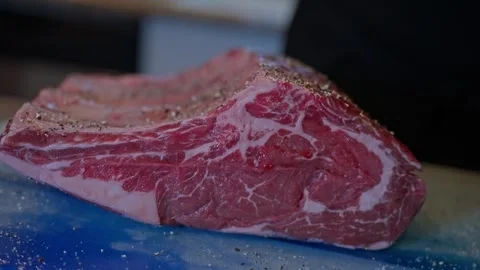 Herb-Crusted Ribeye Ready for Roasting Video stock 325222790