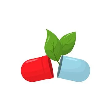 Herb eco capsule vector illustration in flat style design Stock Illustration