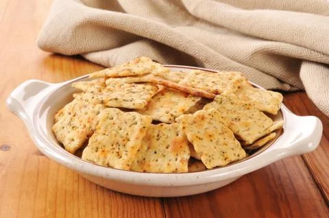 Herb flavored crackers Stock Photos
