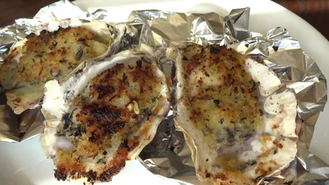 Herb-Grilled Oysters Stock Footage 327492672