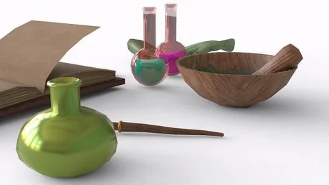 Herb lab with white background Illustrazione stock